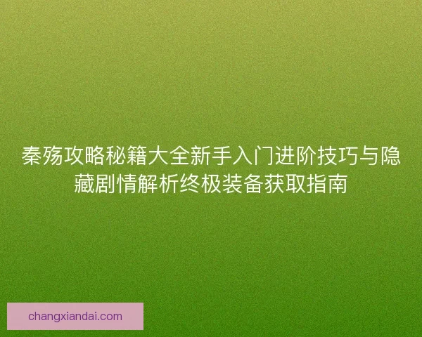 秦殇攻略秘籍大全新手入门进阶技巧与隐藏剧情解析终极装备获取指南