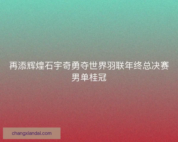 再添辉煌石宇奇勇夺世界羽联年终总决赛男单桂冠